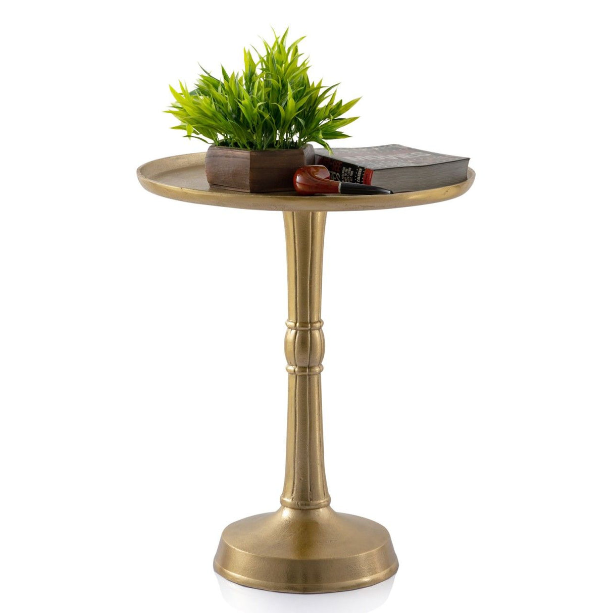 Side table, metal, round, Ø 44 x 53 cm, 2-piece, Adlon decorative table with designer aluminum center base