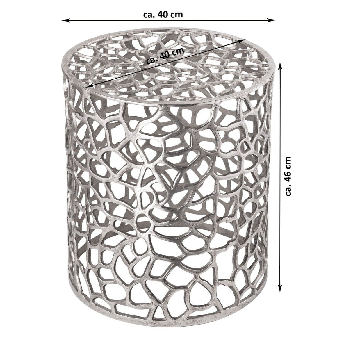 Beistelltisch – Aluminium Material, Korallen Struktur, Silber Farbe - Agadir | MVG Voglrieder