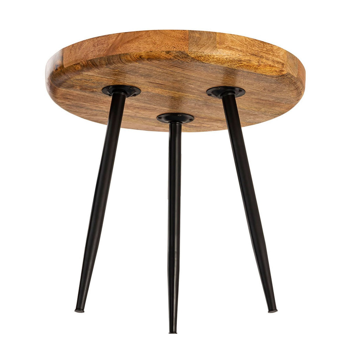 Beistelltisch – Mangoholz Material, Schwarzes Metall, Natur Maserung, 48 cm Höhe - Vancouver | MVG Voglrieder