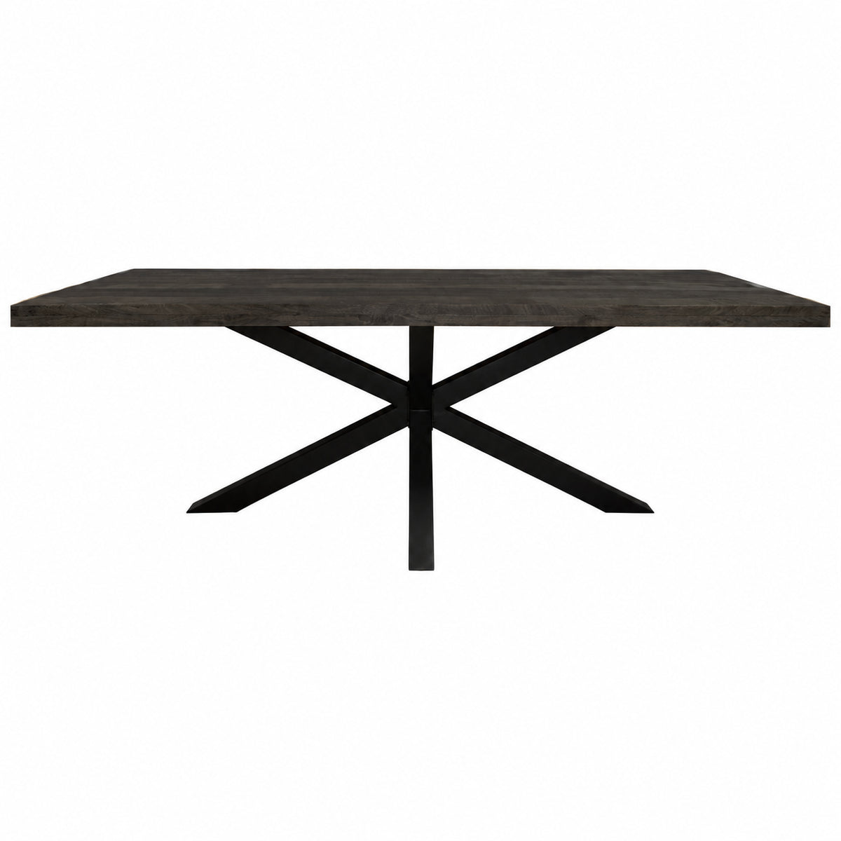 Dining table – Solid mango wood, Black lacquered metal matrix frame, 6 cm thick tabletop – Denver | Starfurn