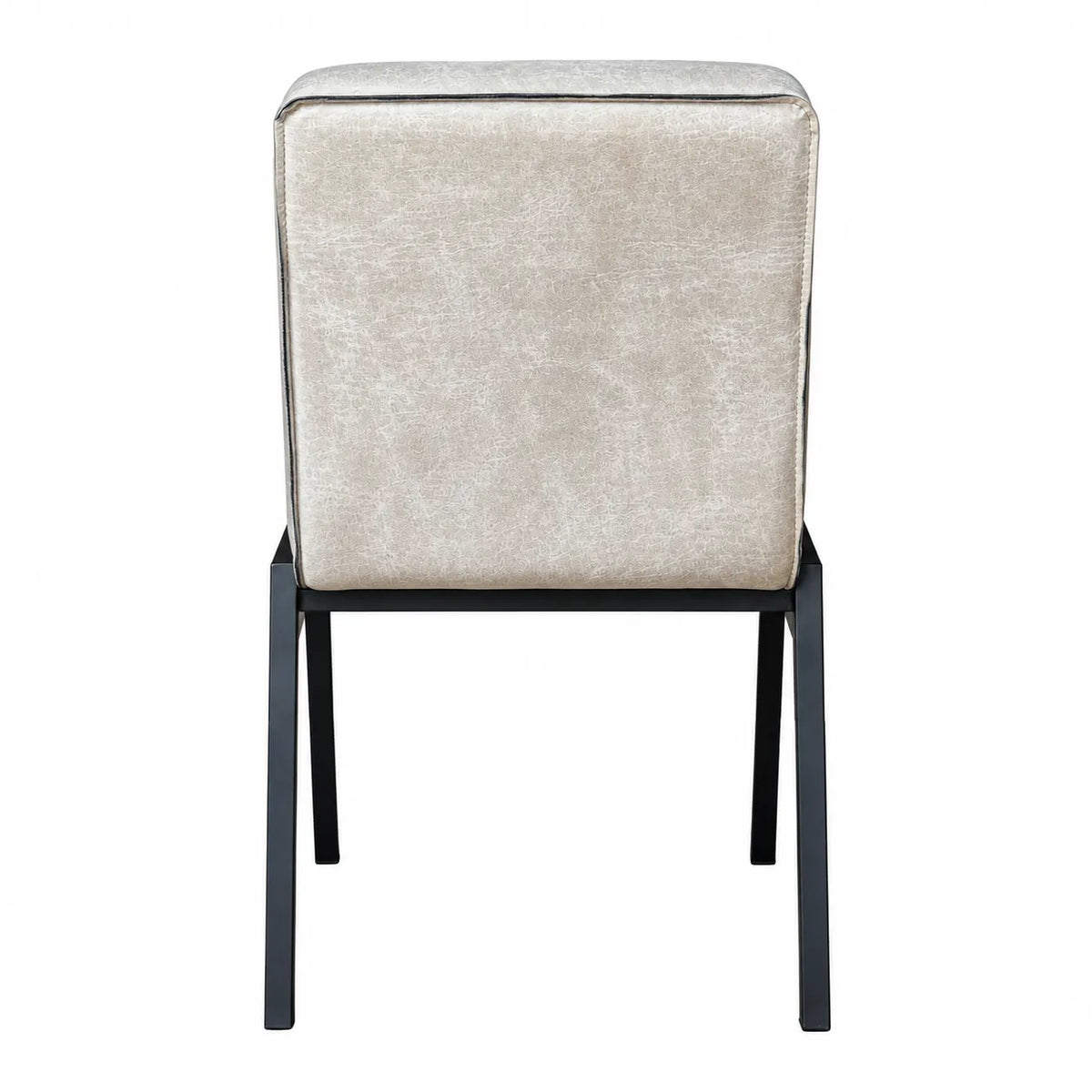 Esszimmerstuhl – Kunstleder Beige, Schwarzes Metallgestell, Kontrastnaht – Tivoli | Starfurn