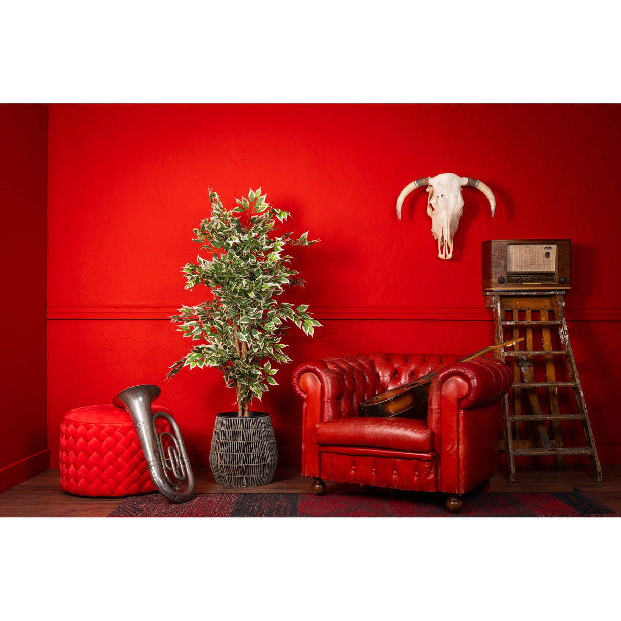 Kunstpflanze – Kunststoffmaterial, Natürliches Design, Realistische Blätter, 140 cm - Ficus | NeverLeafs