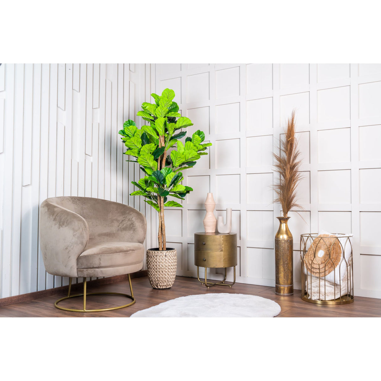 Kunstpflanze – Kunststoffmaterial, Natürliches Design, Geigenblätter - Fiddle Leaf Fig | NeverLeafs