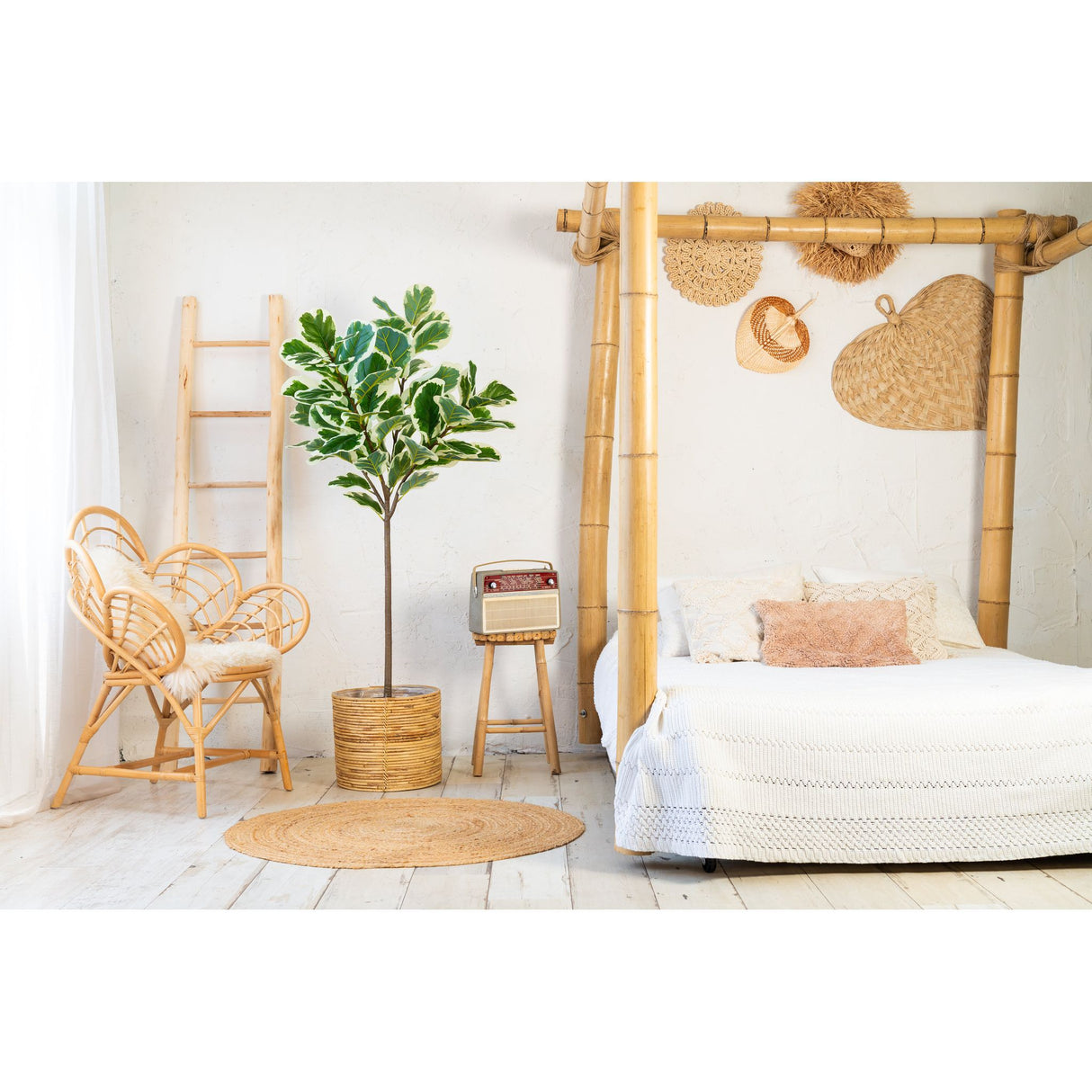 Kunstpflanze – Kunststoffmaterial, Botanisches Design, Geigenblätter, 160 cm - Ficus | NeverLeafs