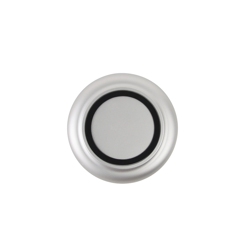 Candle holder made of anodized aluminum with brushed ring and glass top – Glow 08 | Kooduu