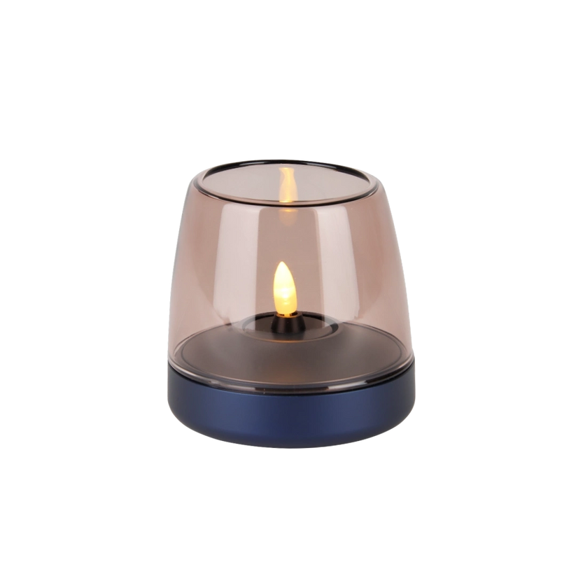 Glass and aluminum candle holder with modern design and LED candle compatibility, Cobalt Blue – Glow 10 | Kooduu