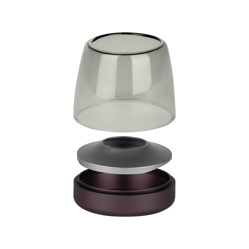 Glass and Aluminum Candle Holder with Modern Design and LED Candle Compatibility, Purple – Glow 10 | Kooduu