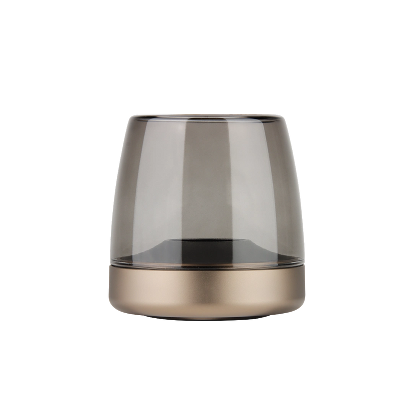 Windlicht aus Glas und Aluminium mit modernem Design und LED-Kerzen-Kompatibilität, Sepia – Glow 10 | Kooduu
