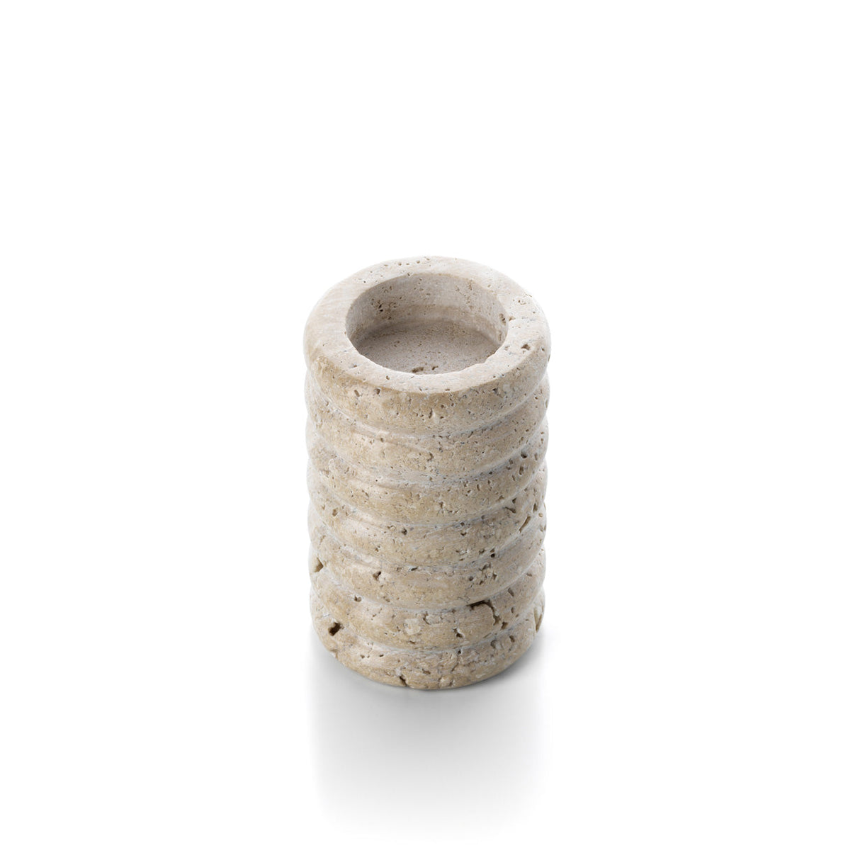 Kerzenhalter – Travertin Material, Organische Textur, Beige Ton - Ripple | Bazar Bizar Antwerp