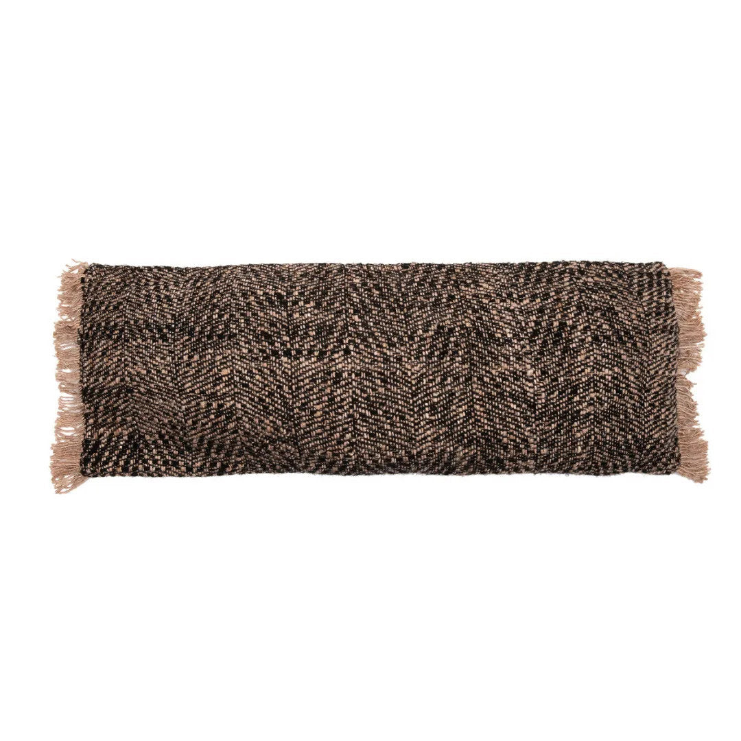Kissenbezug – Baumwolle Material, Boho Stil, Schwarz Kupfer Ton, 35x100 cm - Oh My Gee | Bazar Bizar Antwerp