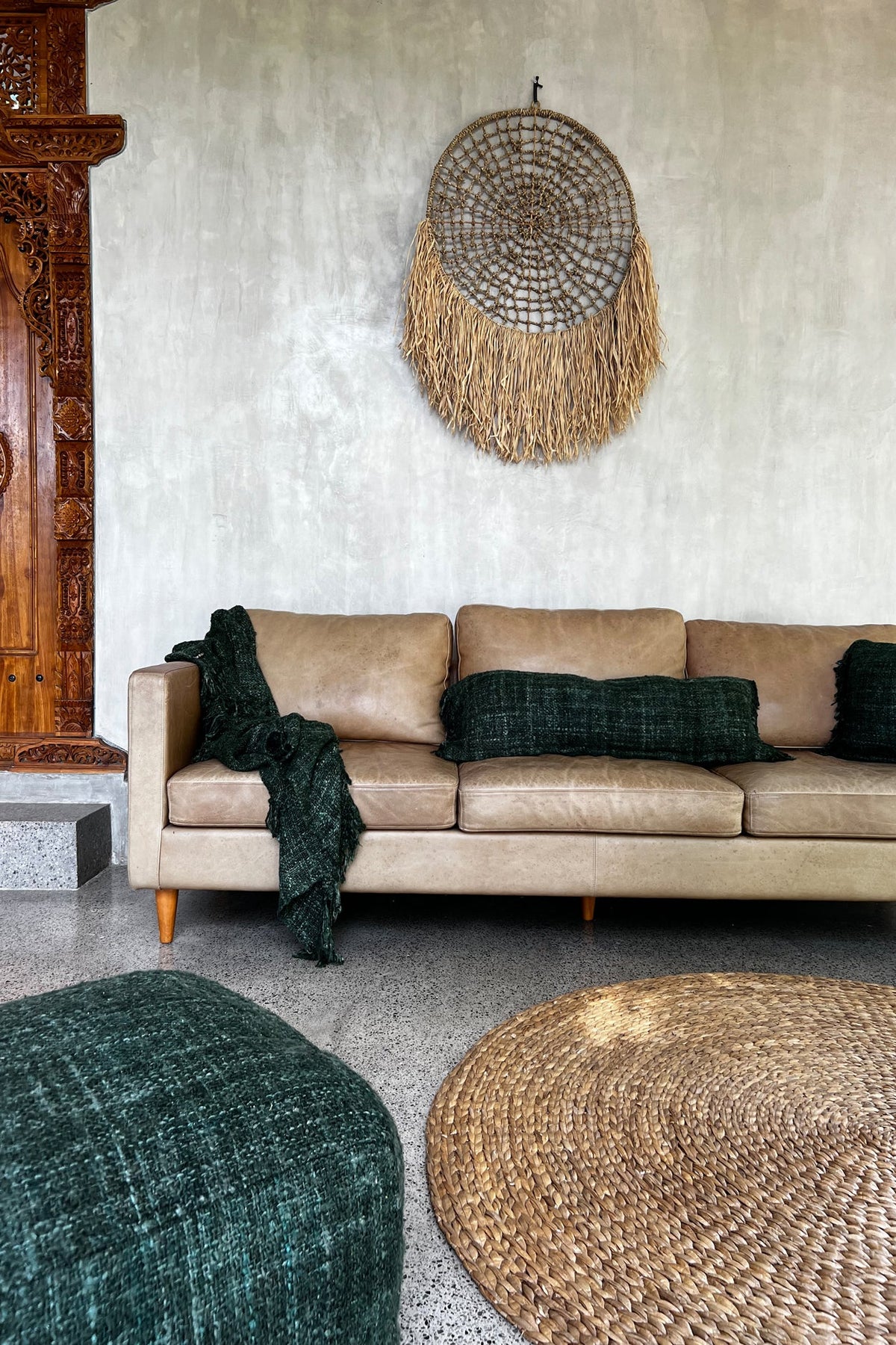 Kissenbezug – Baumwollstoff, Boho Stil, Grüner Ton, 35x100 cm - Oh My Gee | Bazar Bizar Antwerp