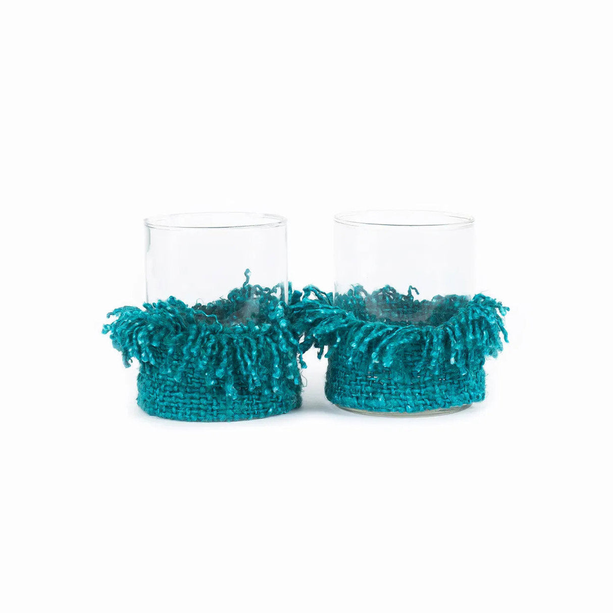 Kerzenhalter – Baumwollmaterial, Dekorativer Glasbehälter, Aquafarbe, L – Oh My Gee | Bazar Bizar Antwerp