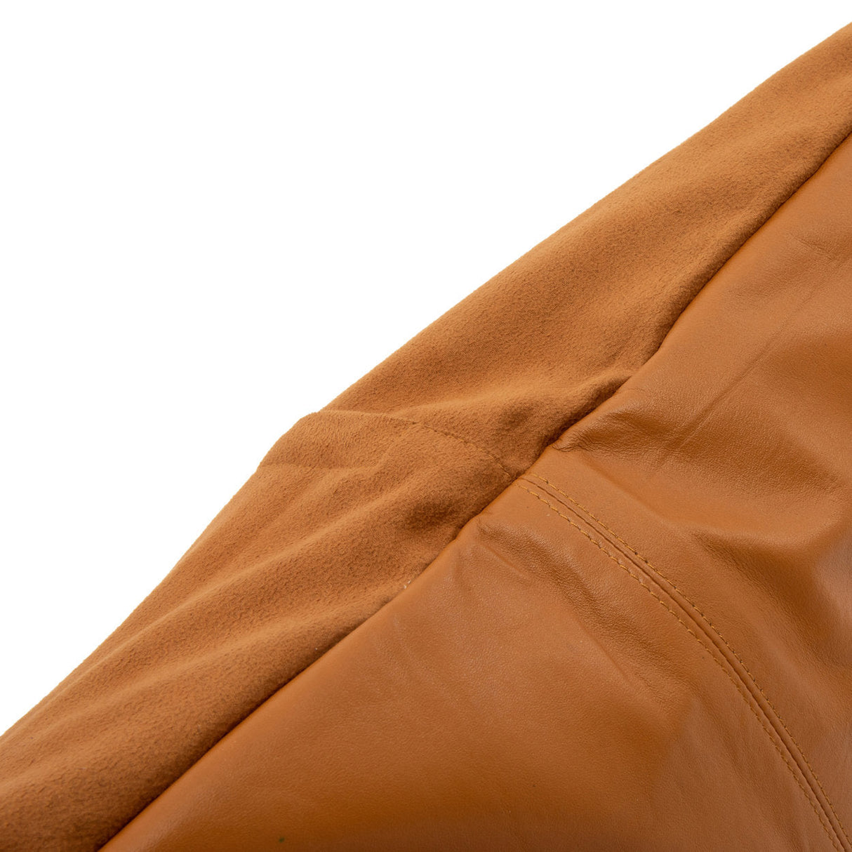Kissenbezug – Leder Material, Vier Panel Design, Kamel Ton, 60x60 cm | Bazar Bizar Antwerp
