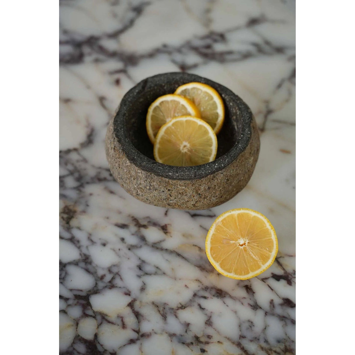 Bowl – Solid Stone, Polished Surface, Organic Shape, M – River Stone | Bazar Bizar Antwerp