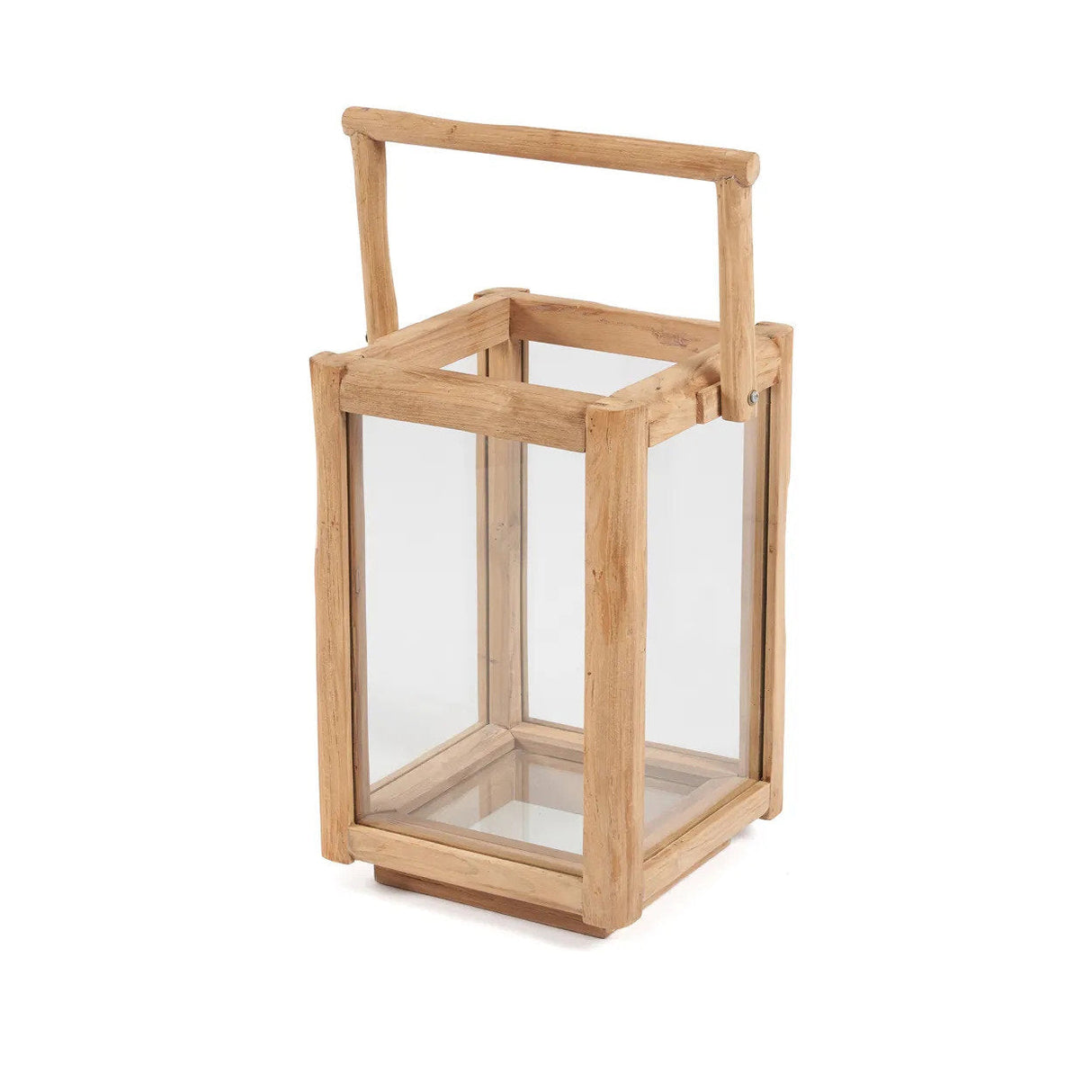 Laterne – Recyceltes Teakholz Material, Rechteckiges Design, Tragegriff Design, S – Nusa Penida | Bazar Bizar Antwerp