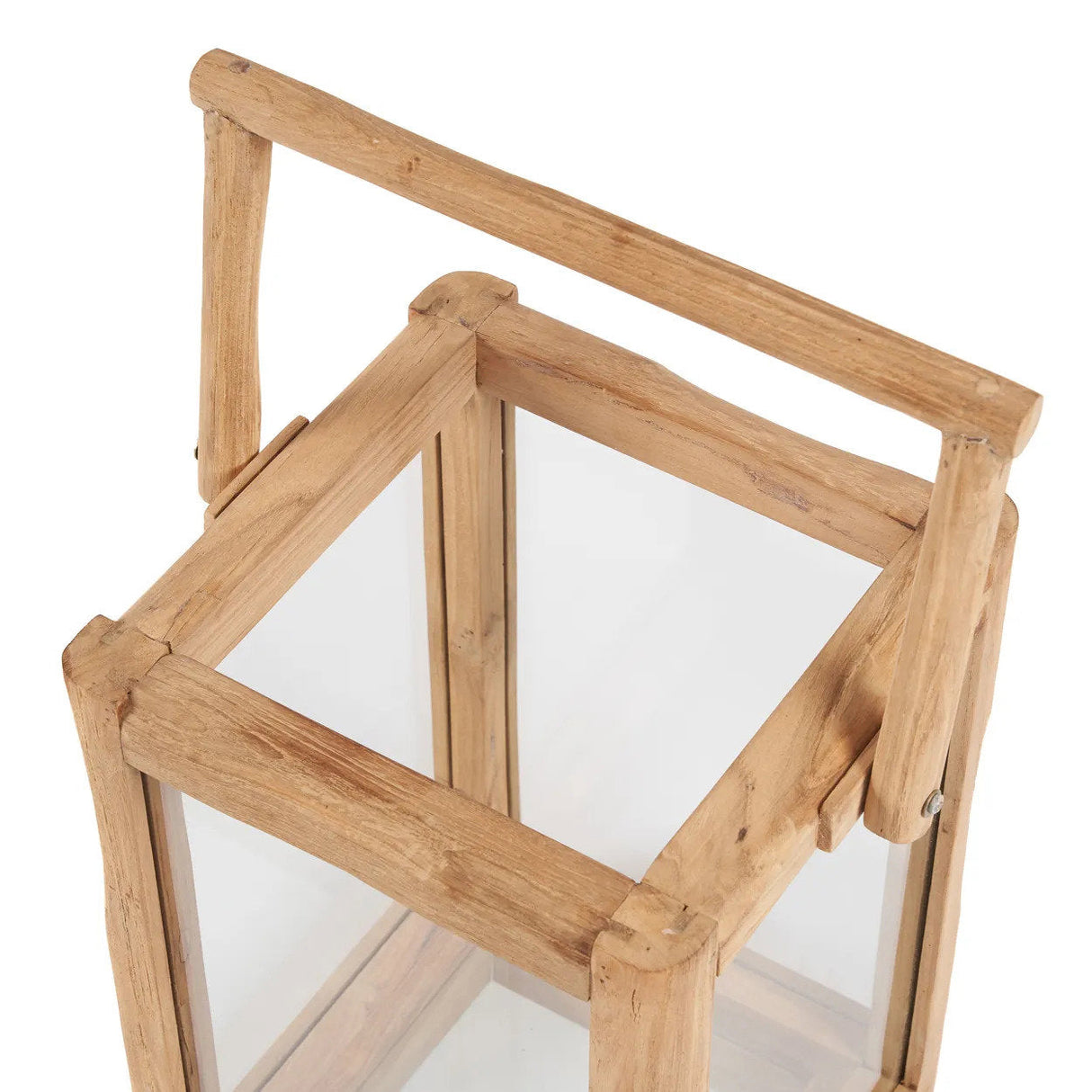 Laterne – Recyceltes Teakholz Material, Rechteckiges Design, Tragegriff Design, S – Nusa Penida | Bazar Bizar Antwerp