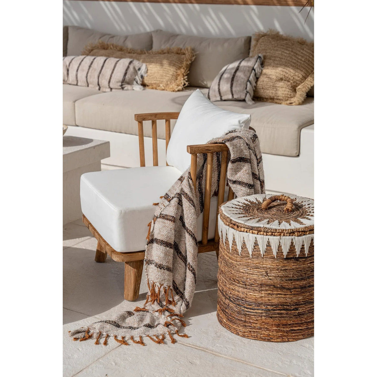 Loungesessel – Recyceltes Teakholz, Natürlicher Weißton, Zeitloses Design – Malawi | Bazar Bizar Antwerp