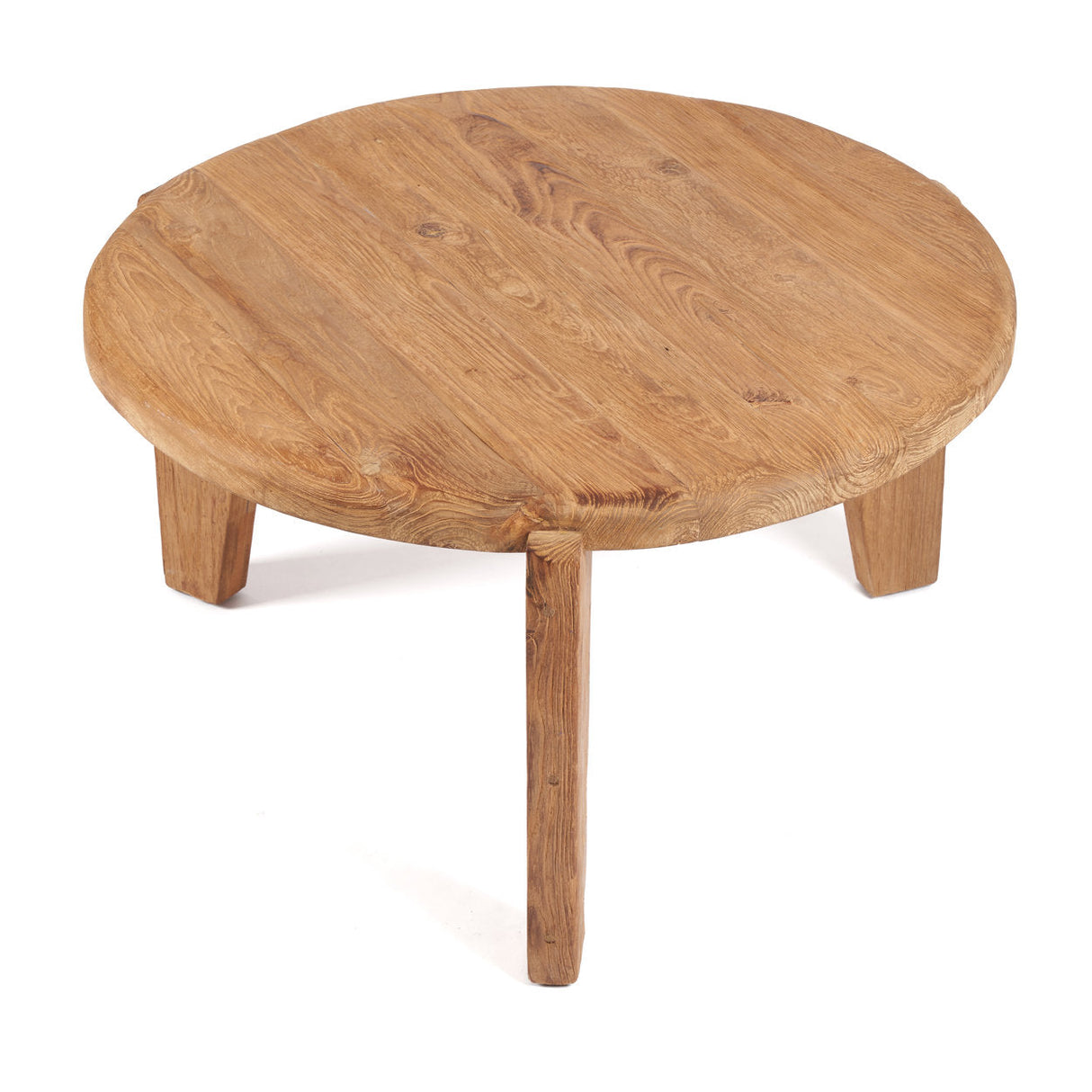 Couchtisch – Recyceltes Teakholz, Dreibein-Design, Natürliche Farbe, L – Wabi Sabi | Bazar Bizar Antwerp