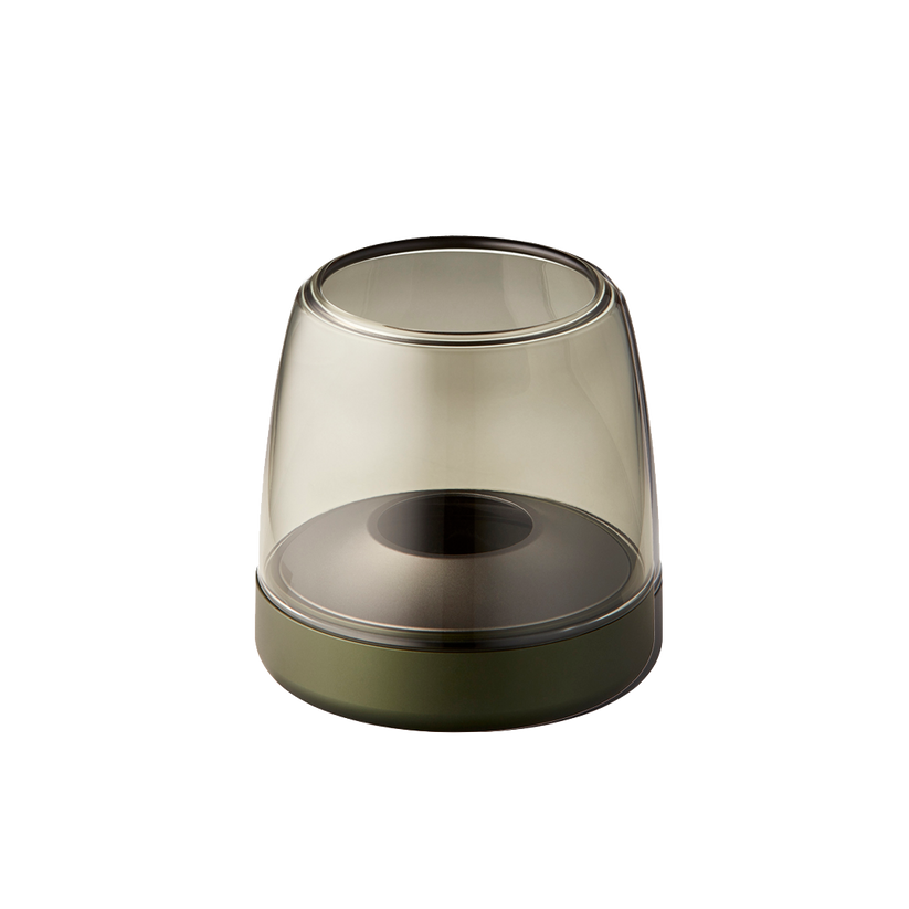 Kerzenhalter aus Glas und Aluminium mit modernem Design und LED-Kerzen-Kompatibilität, Grün – Glow 10 | Kooduu