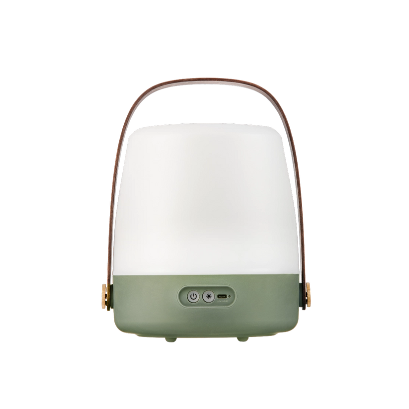 LED lamp in petroleum with dimmable warm white lighting, portable design, and wooden handle – Lite-Up | Kooduu