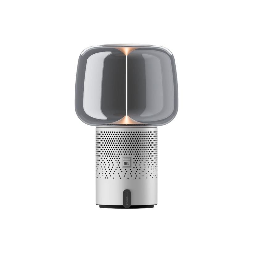 Lautsprecherleuchte aus pulverbeschichtetem Stahl mit handgefertigtem Glasschirm und Filament-LED – Serena PLAY | Kooduu