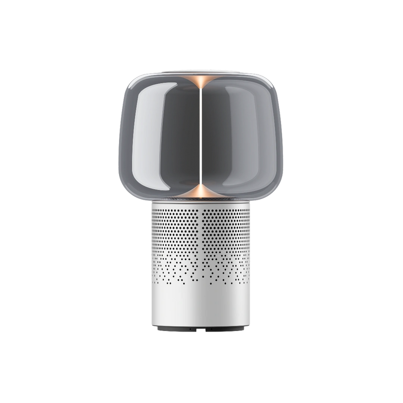 Lautsprecherleuchte aus pulverbeschichtetem Stahl mit handgefertigtem Glasschirm und Filament-LED – Serena PLAY | Kooduu