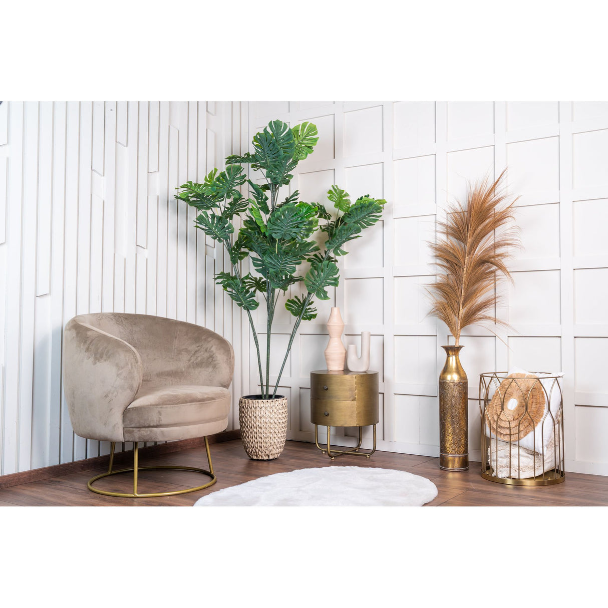 Kunstpflanze – Kunststoffmaterial, Tropisches Design, Geteiltes Blattdesign - Monstera | NeverLeafs