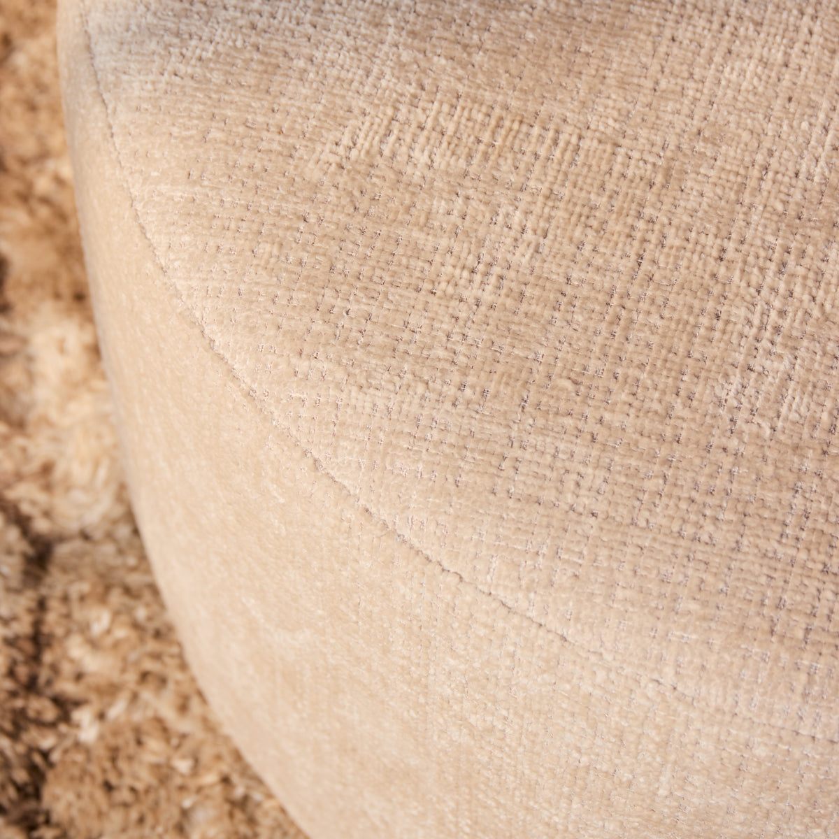 Stool – Fabric Upholstery, Beige Color, Round Shape – Cremona | Starfurn