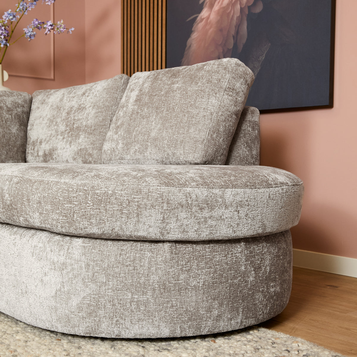 Corner sofa - 2.5-seater, Rounded Divan, Trenza Fabric – Alma | Starfurn