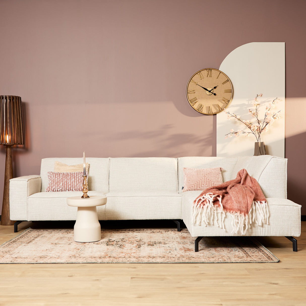 Corner Sofa – 2.5-Seater, Right Chaise, Baltimore Greige Upholstery, Modern Design – Floris | Starfurn