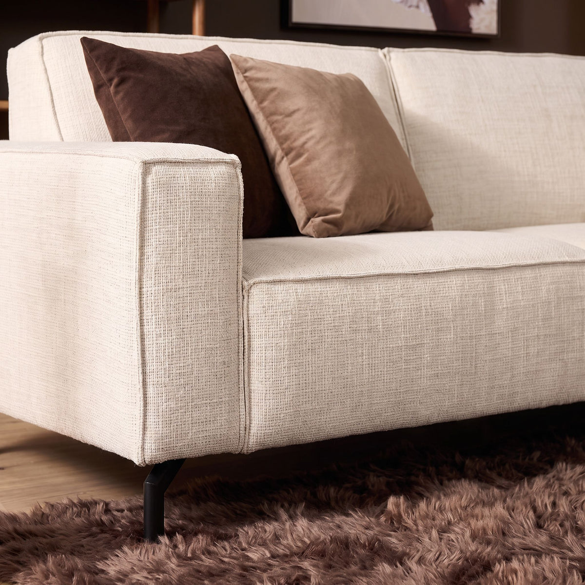 Ecksofa – Baltimore Bezug, Beige Farbe, Rechts Divan - Floris | Starfurn