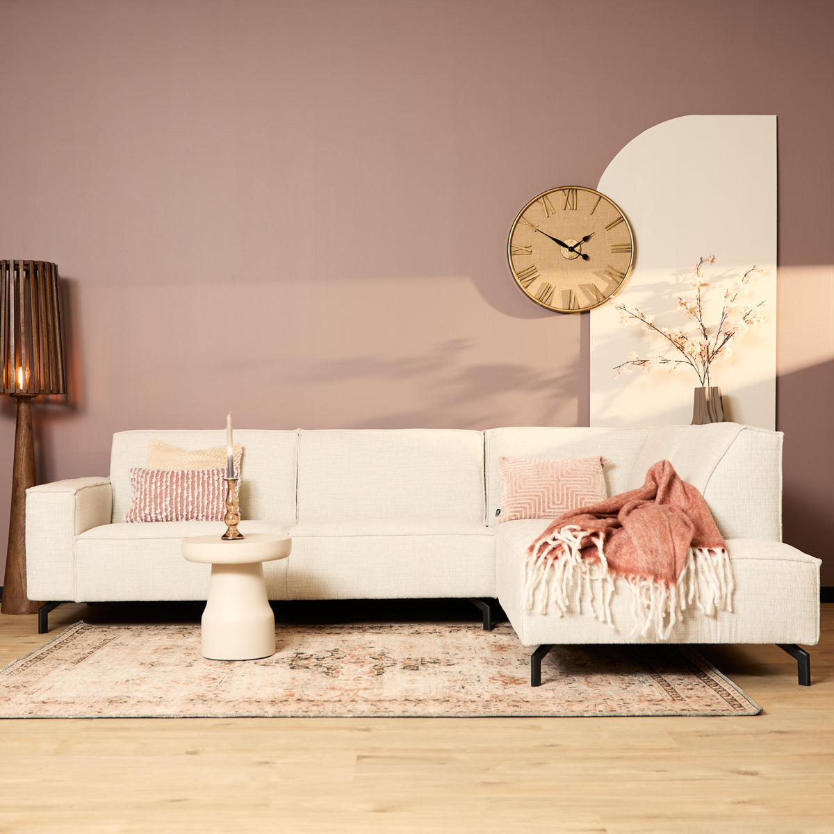 Ecksofa – Baltimore Bezug, Beige Farbe, Rechts Divan - Floris | Starfurn