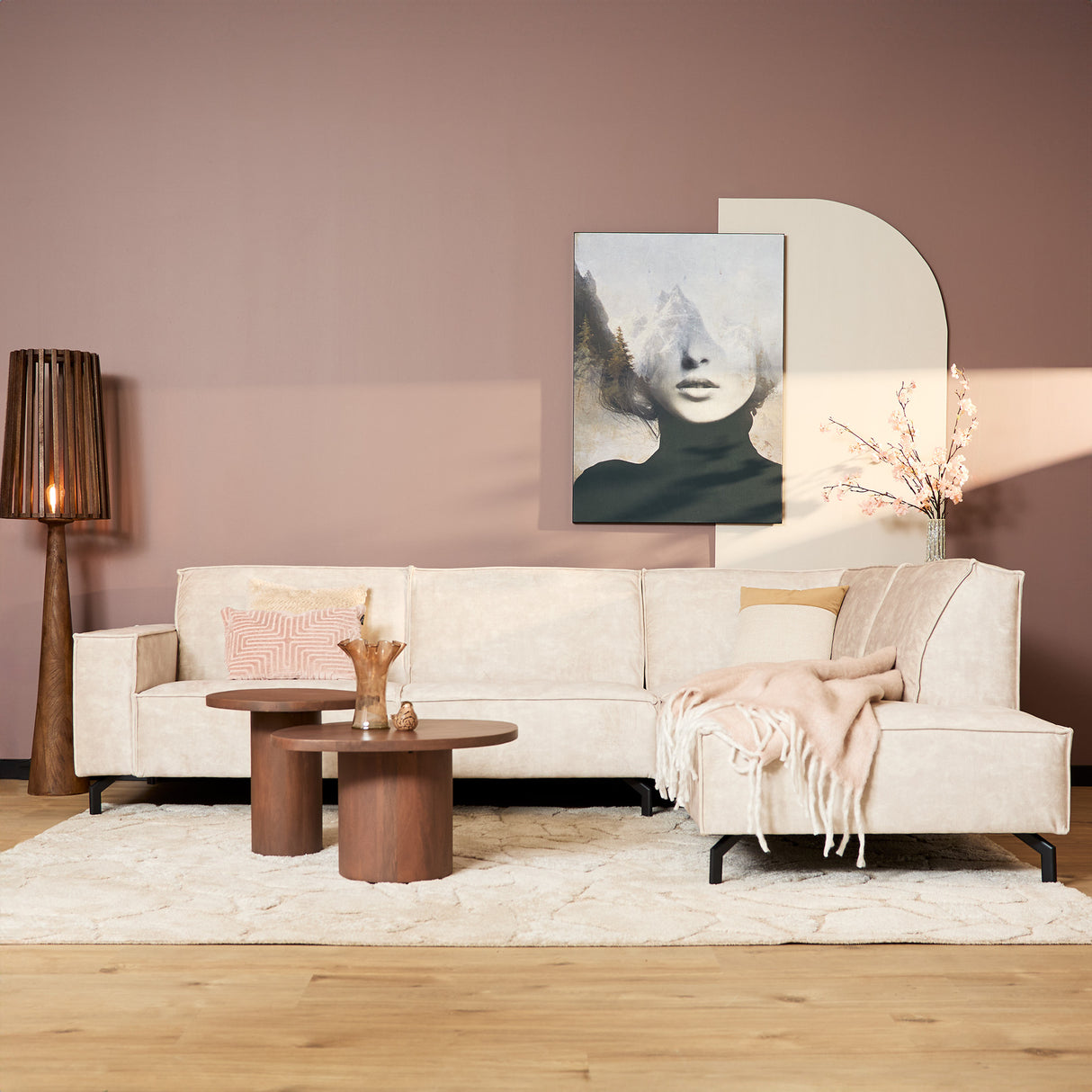 Corner Sofa - 2.5-Seater, Right Chaise, Velvet Torre 02 Upholstery, Modern Design – Floris | Starfurn