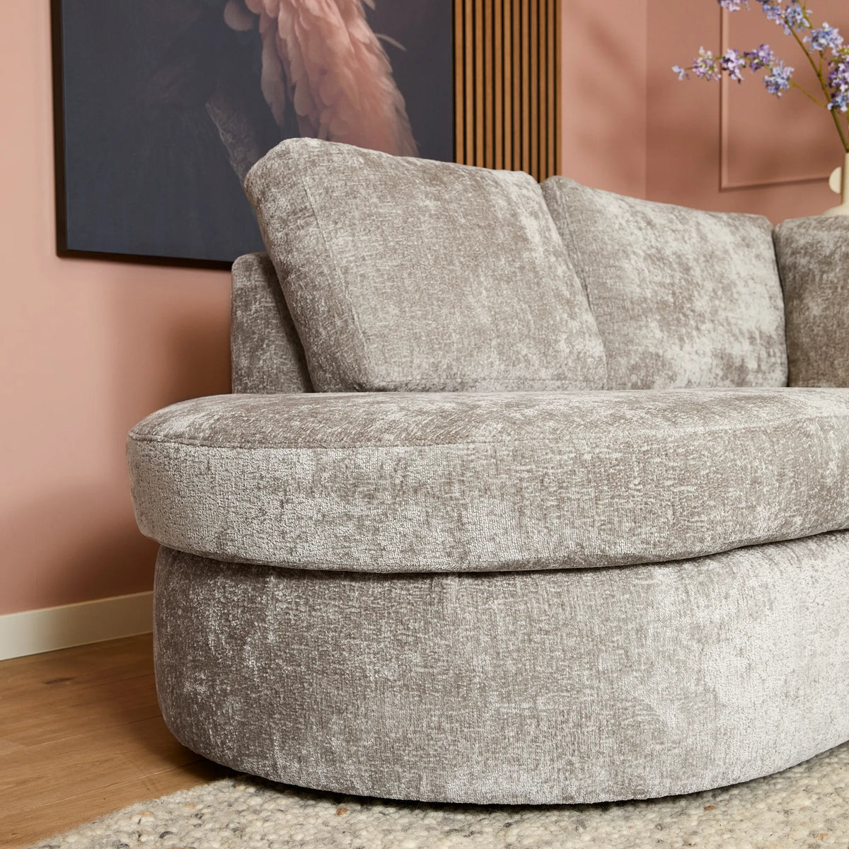 Corner Sofa – Left Chaise, 2.5-Seater, Trenza Fabric, Rounded Corners – Alma | Starfurn