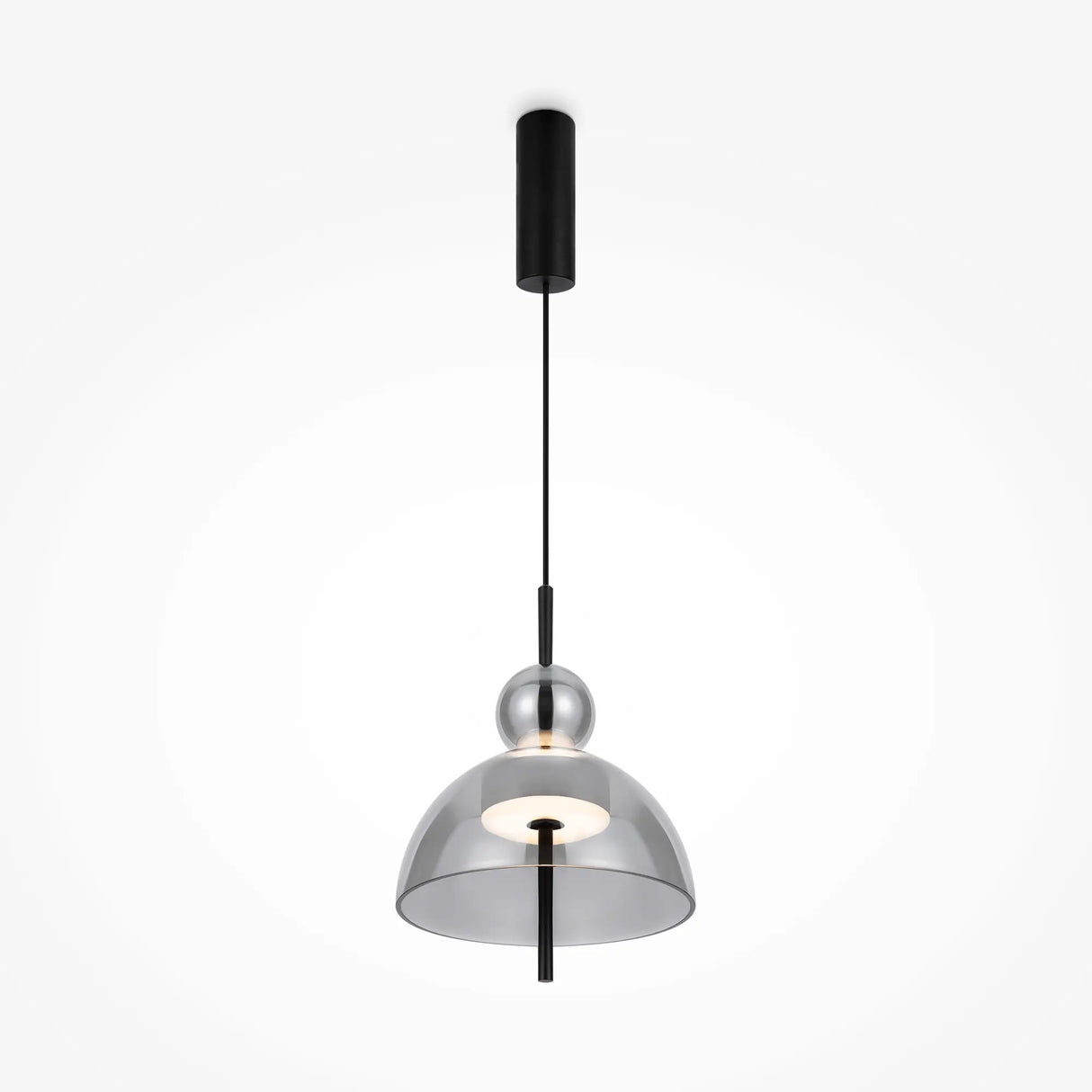 Pendant Lamp Matte Black Metal Frame Smoke Gray Oval Glass LED 12W 3000K – Bangkok | Maytoni