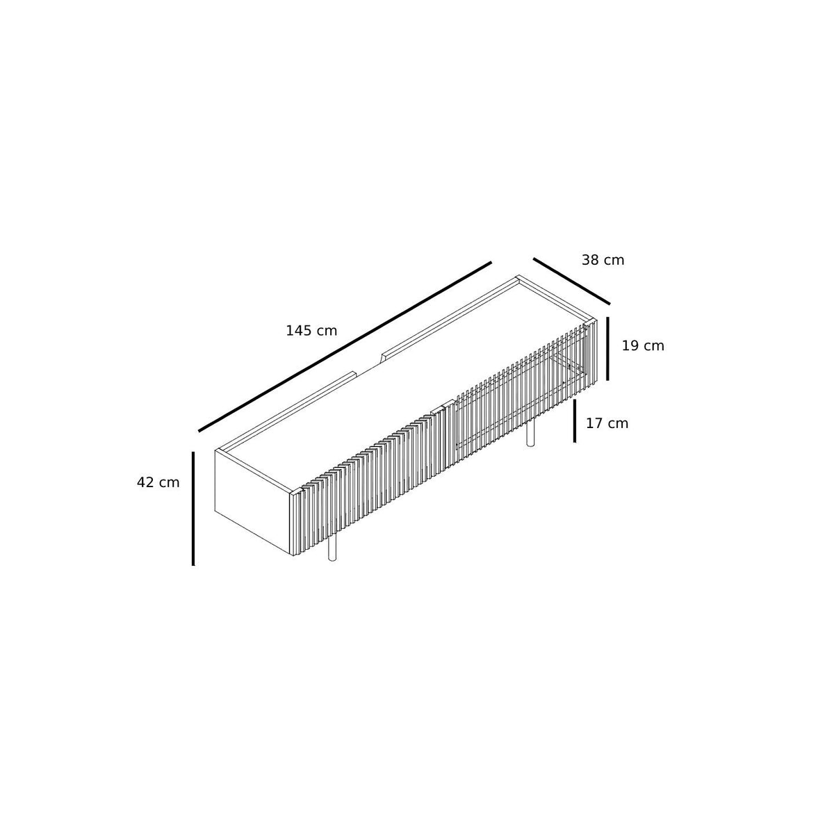 TV Lowboard – Oblique Oak Slat Design, Soft-Close Hinges, Cable Management Openings – Louvre | Njordec