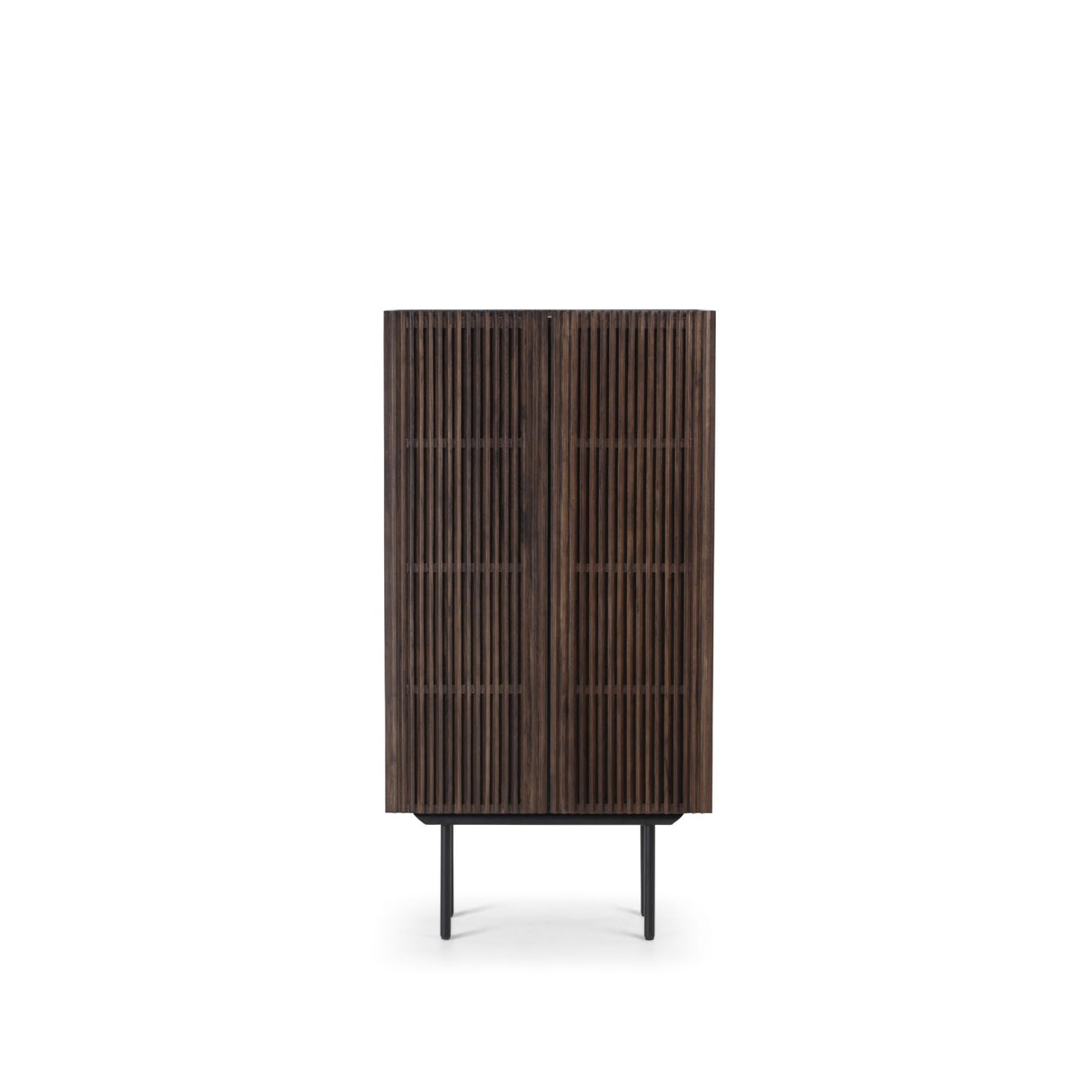 Highboard - Eichenlamellen Raucheiche Metallfüße – Louvre | Njordec