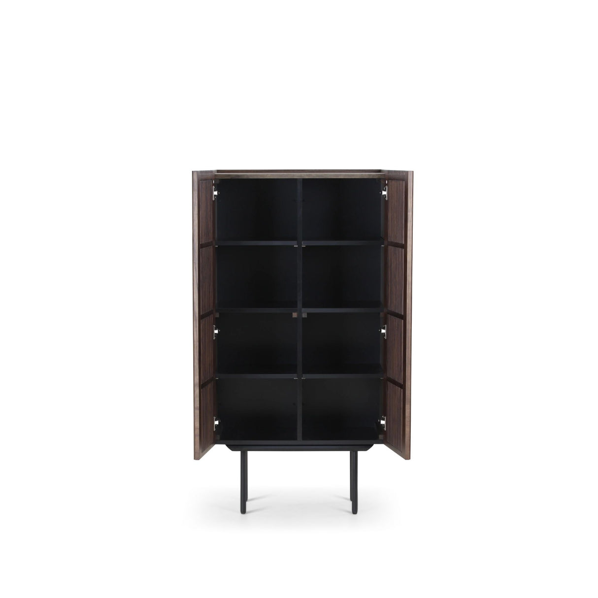 Highboard - Eichenlamellen Raucheiche Metallfüße – Louvre | Njordec