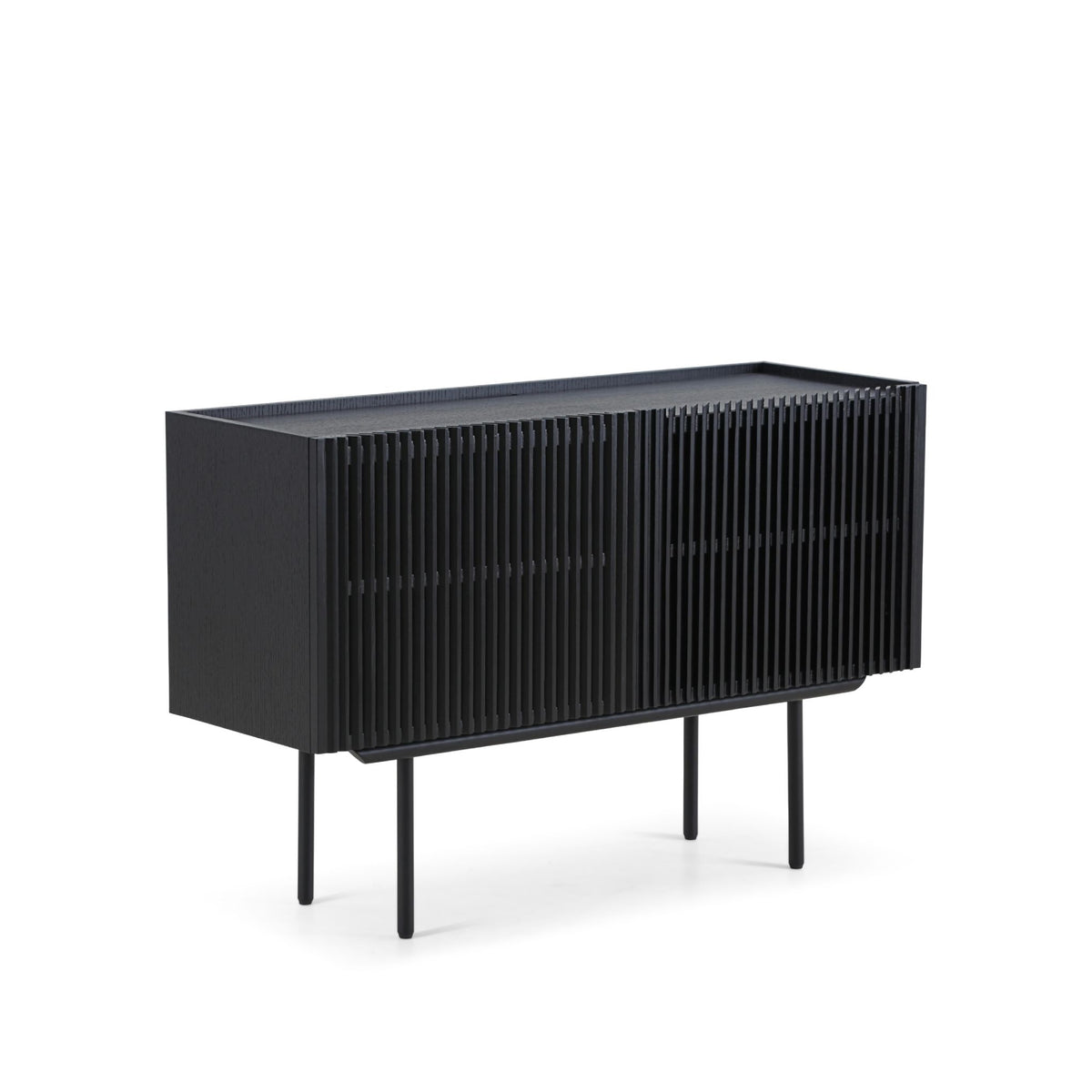 Sideboard - Oak Slats Black Oak Metal Legs – Louvre | Njordec