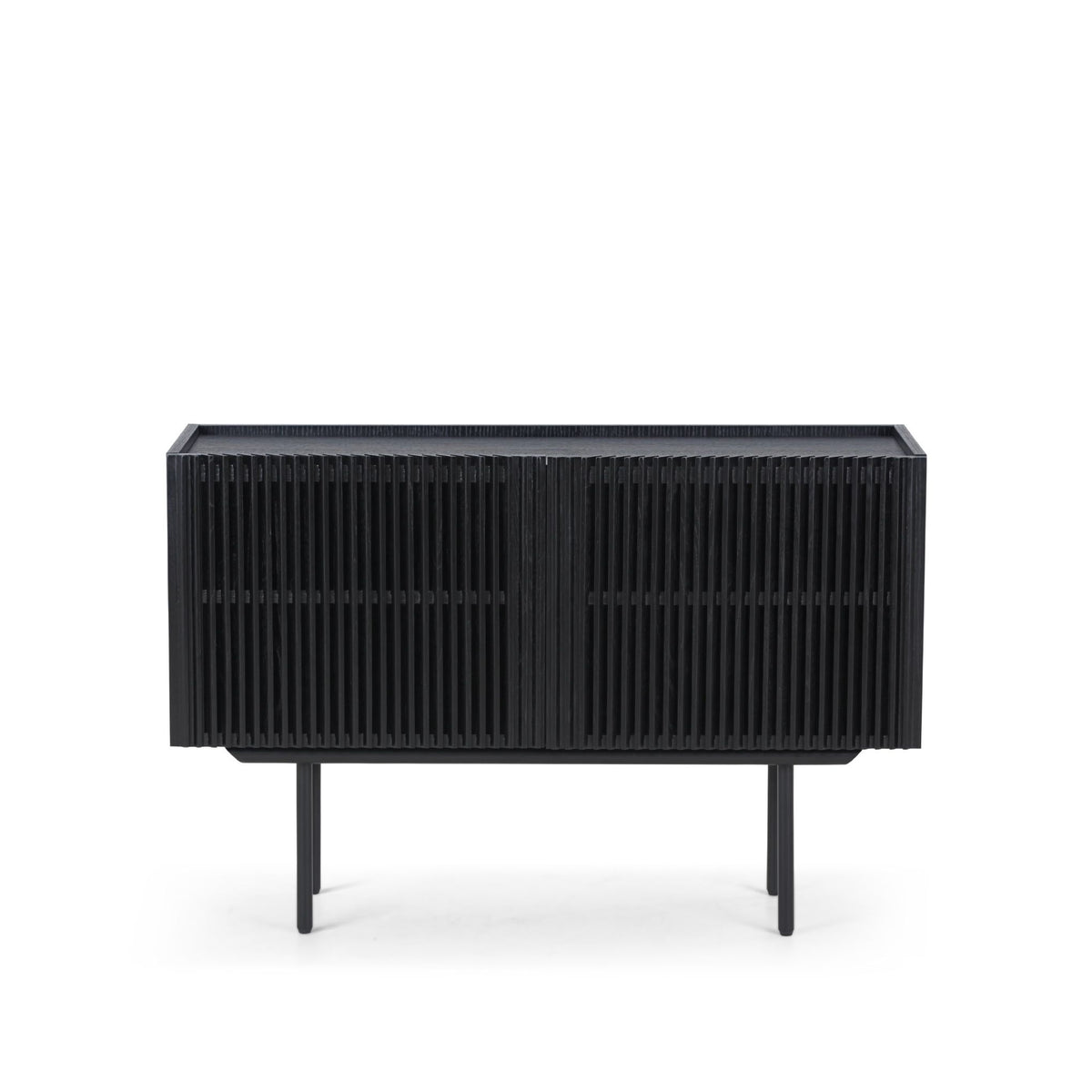 Sideboard - Oak Slats Black Oak Metal Legs – Louvre | Njordec