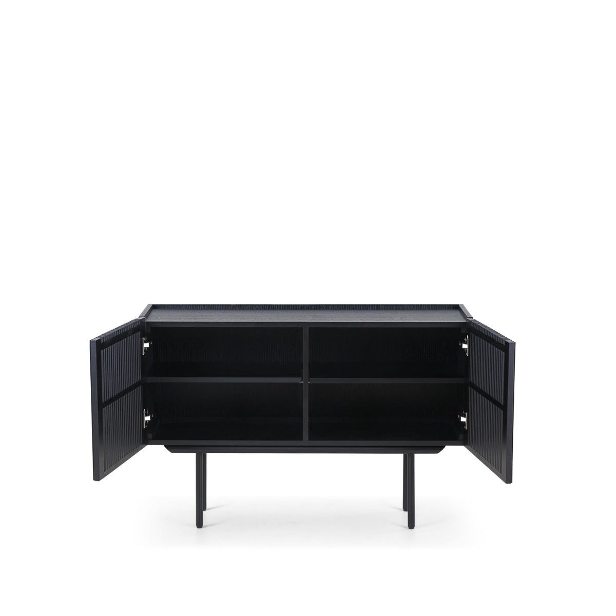 Sideboard - Oak Slats Black Oak Metal Legs – Louvre | Njordec