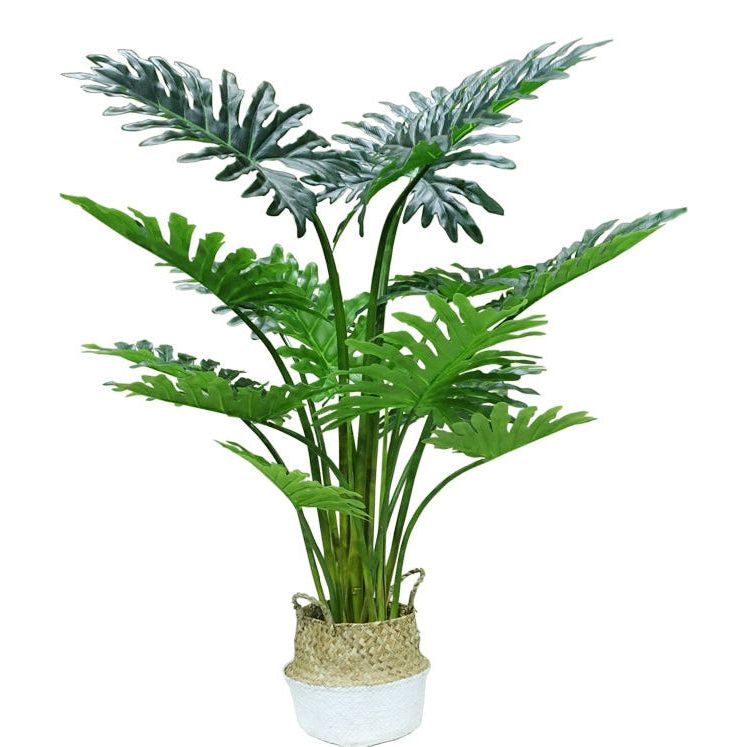 Kunstpflanze – Kunststoffmaterial, Tropisches Design, Große Blätter, 140 cm - Philodendron | NeverLeafs