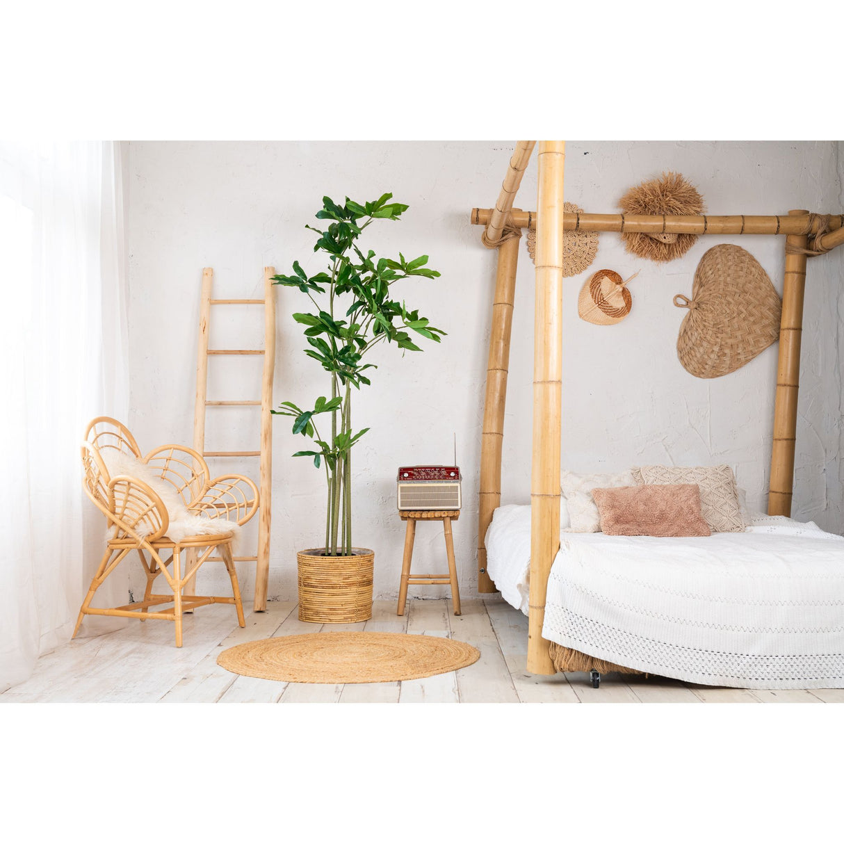 Kunstpflanze – Kunststoffmaterial, Tropisches Design, Große Blätter, 180 cm - Philodendron | NeverLeafs