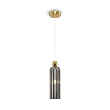Pendelleuchte gebürsteter goldfarbener Metallrahmen mit rauchgrauem geriffeltem Glasschirm, 1×E14 40 W – MOD302PL‑01GR | Maytoni - Esszett Luxury | Stilvolles Wohnen mit Charakter