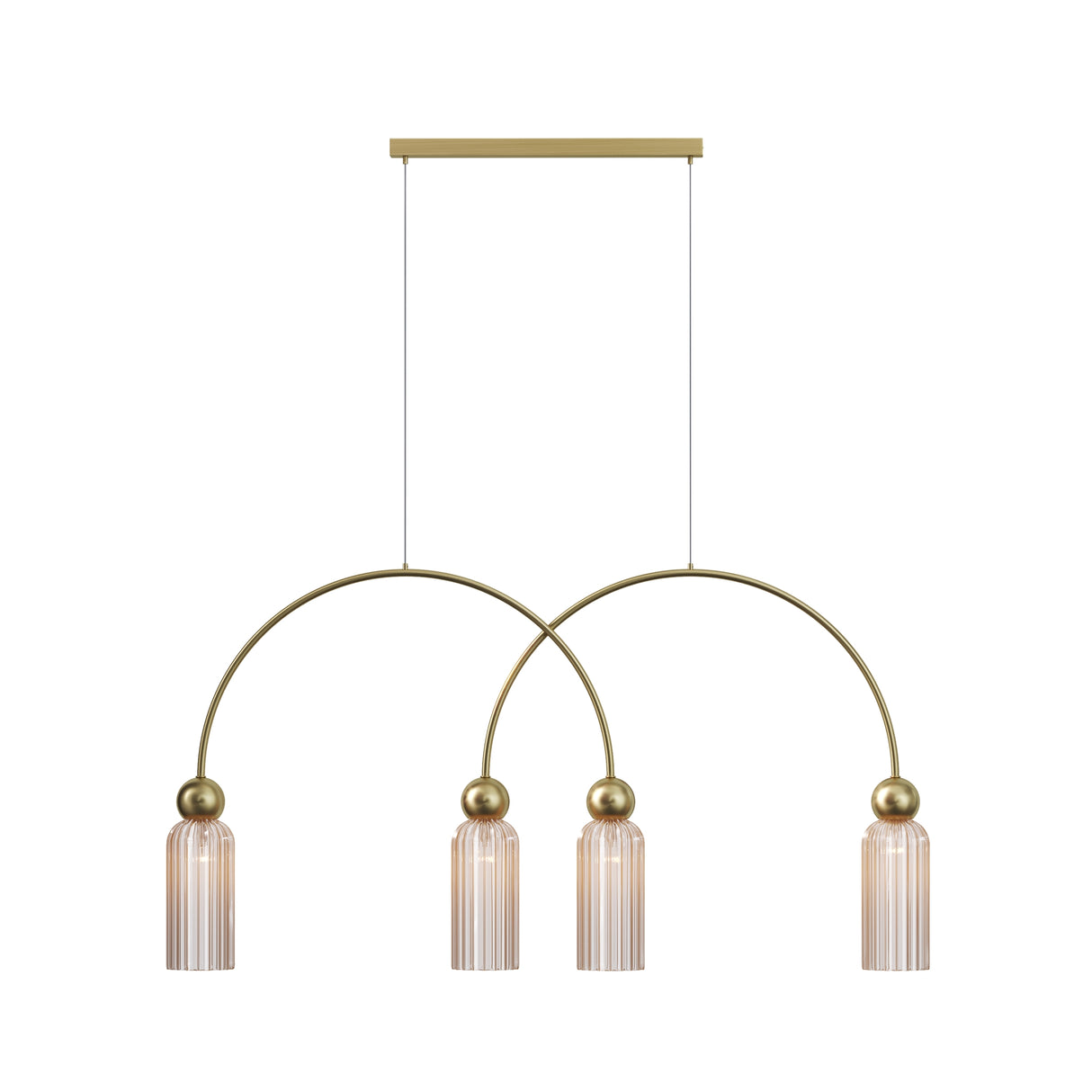 Pendant Lamp Gold-coloured metal frame 4 Amber glass shades 4×E14 40W – Antic | Maytoni