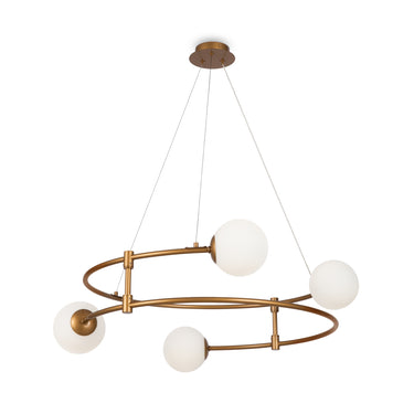 Pendelleuchte Goldfarbener Metallrahmen 4 Bernsteinglas - Ovale 4×E14 40 W – Balance | Maytoni - Esszett Luxury | Stilvolles Wohnen mit Charakter