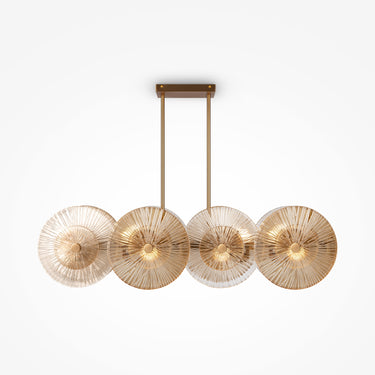 Pendelleuchte Goldfarbener Metallrahmen 8 Bernsteinglas - Ovale 8×E14 40 W – Aster | Maytoni - Esszett Luxury | Stilvolles Wohnen mit Charakter