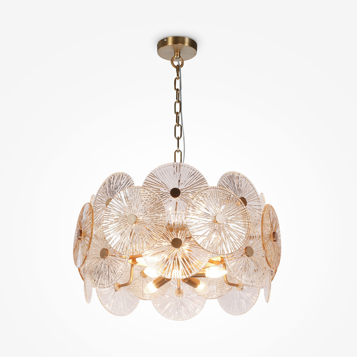 Pendelleuchte Goldfarbener Metallrahmen 8 Bernsteinglas - Ovale 8×E14 40 W – Aster | Maytoni - Esszett Luxury | Stilvolles Wohnen mit Charakter