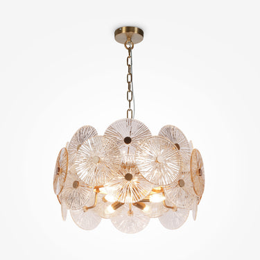 Pendelleuchte Goldfarbener Metallrahmen 8 Bernsteinglas - Ovale 8×E14 40 W – Aster | Maytoni - Esszett Luxury | Stilvolles Wohnen mit Charakter