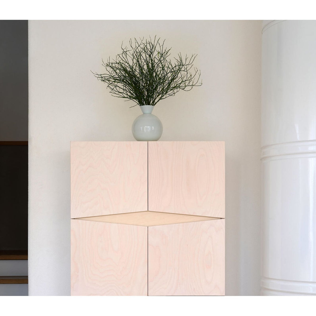 Sideboard made of birch multiplex with white oil-wax finish & light oak details – Loxi | Radis